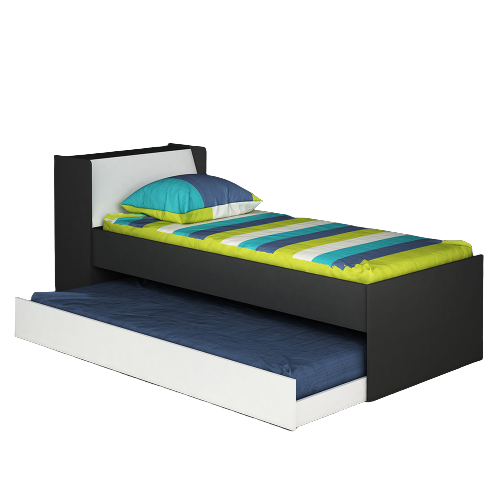 CAMA BAU LARISSA S/CAMA AUXILIAR - GRAFITE /BRANCO - PG 111