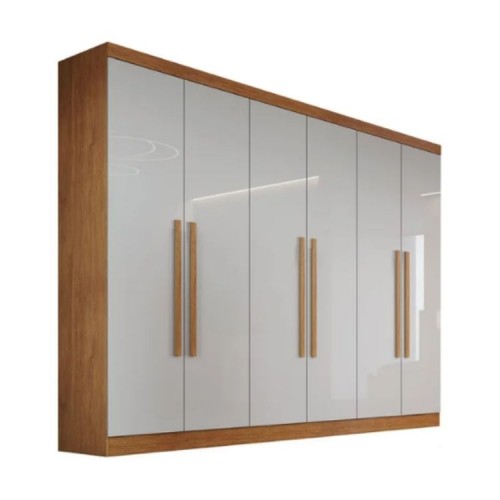 GUARDA ROUPA GENOVA VALENCIA 6P C/PUXADOR MADEIRA NATURE /OFF WHITE